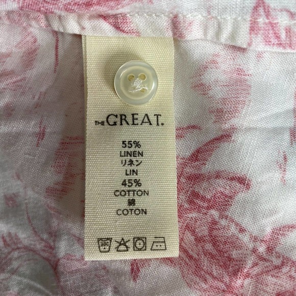 THE GREAT Red and White Palm Women's Top - Picture 10 of 11